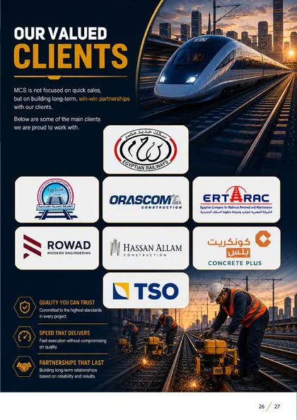 Portfolio page showing MCS Rail clients