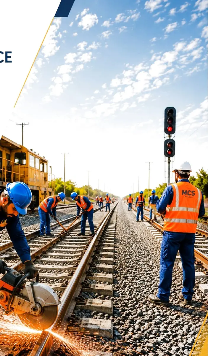 MCS Rail workers renewing railway track